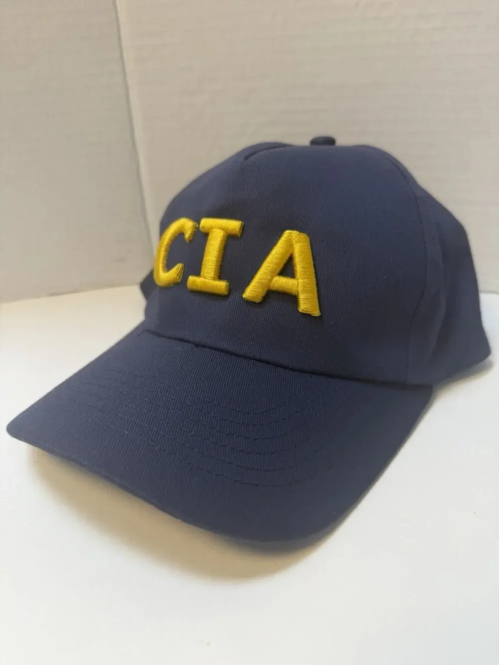 Mens Vintage Y2K Navy Blue Adjustable Strap CIA Novelty Baseball Cap